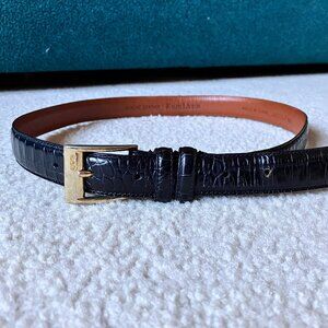 Ralph Lauren black skinny croc leather dress belt